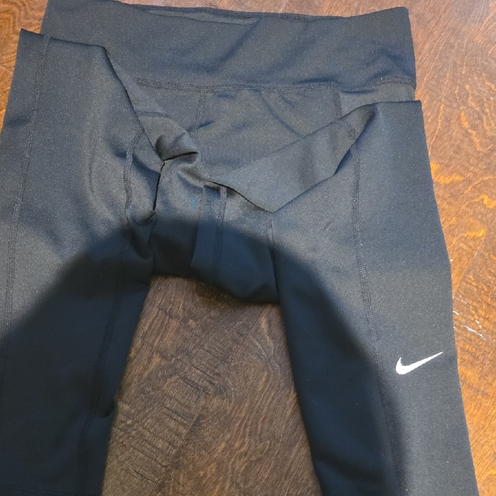 Nike Kids Black Leggings with White Swoosh
